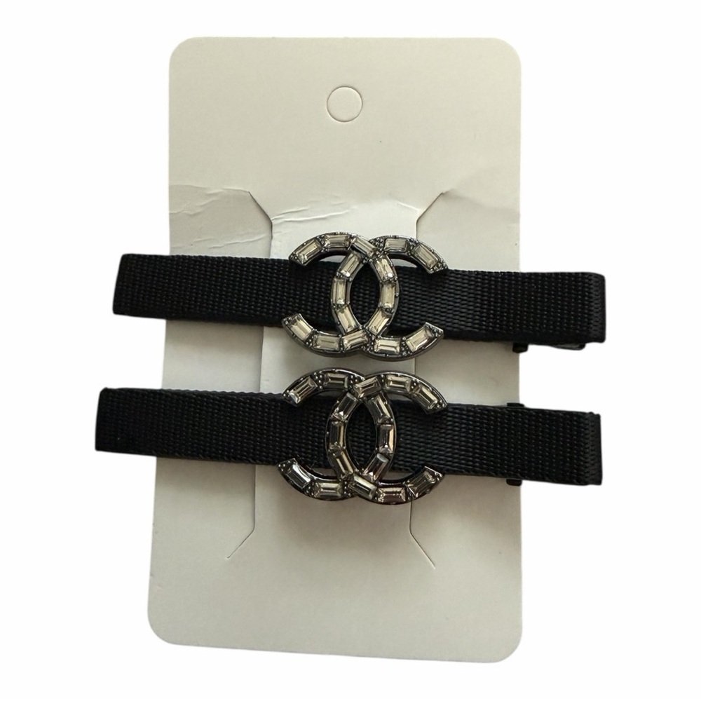 Chic Black Hair Clips with Silver Accents